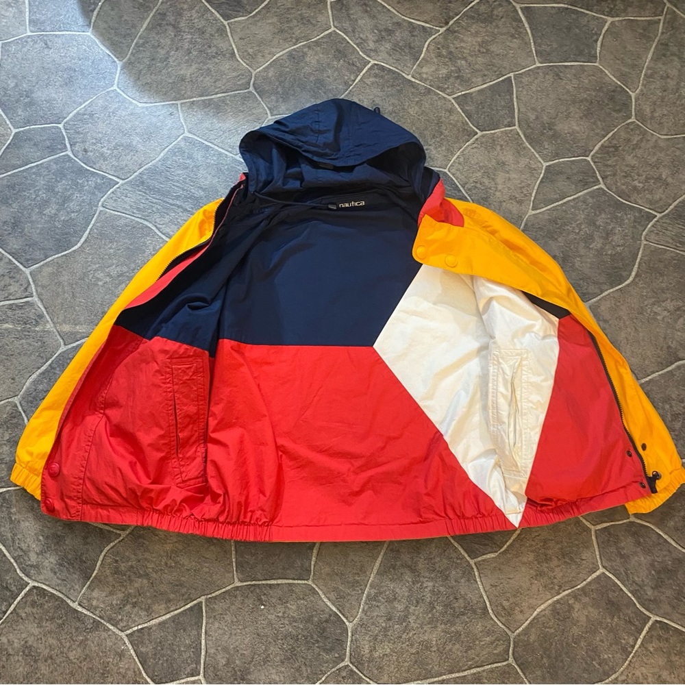 VINTAGE Nautica Double sided Men’s Jacket reversible white blue yellow Small - Picture 8 of 16